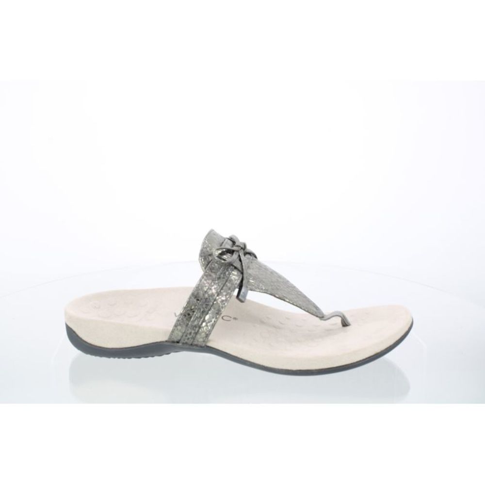 Vionic Womens Amaya Gray T-Strap Sandals Size 10 Medium (B, M)